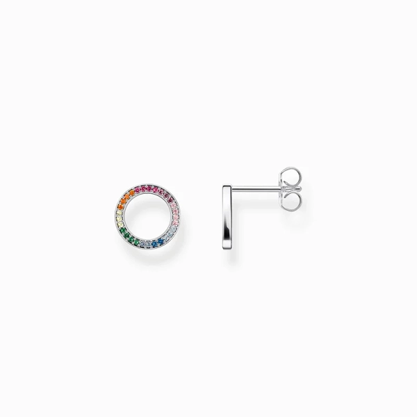 Blackened Silver ear studs Together round with coloured stones - Thomas Sabo - Suuri valikoima & ilmainen lahjapaketointi - Nordic Spectra