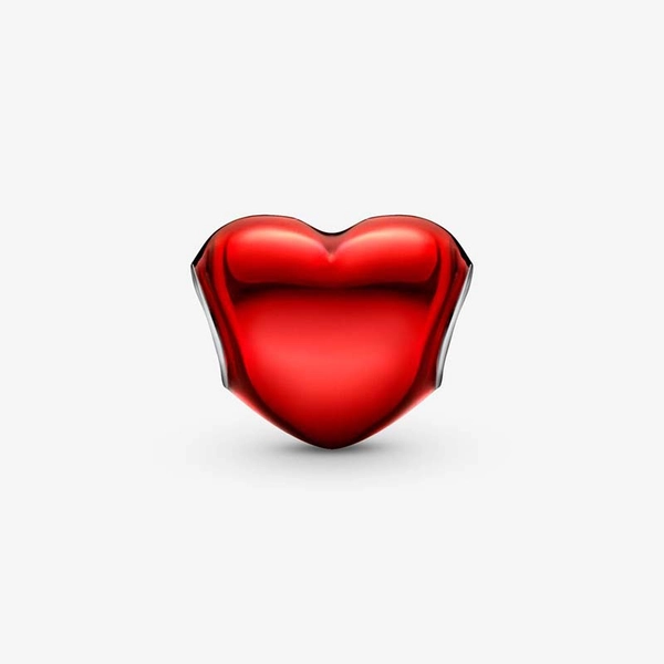 Rotes Metallic-Herz Charm von PANDORA, Schneller Versand - Nordicspectra.de