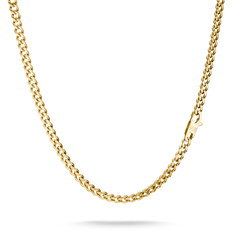 Rebel Pansar 7 mm stål halsband i 18K guldplätering