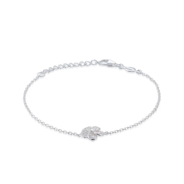 Rose Sparkling Armband: nätt silverarmband med blomma och gnistrande Cubic Zirconia.