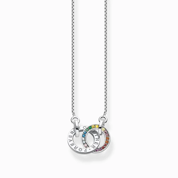 Kette Together mit zwei Ringen bunten Steinen Silber geschwärzt - Thomas Sabo - Nordic Spectra