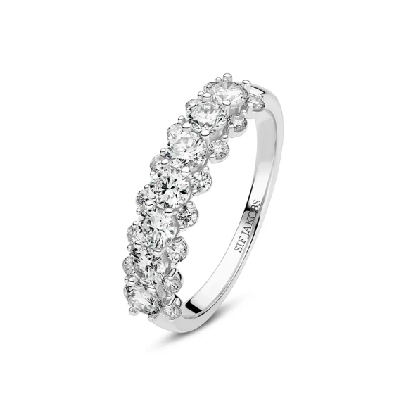 Elegant Fior Ring i 14K vitguld med sju syntetiska diamanter