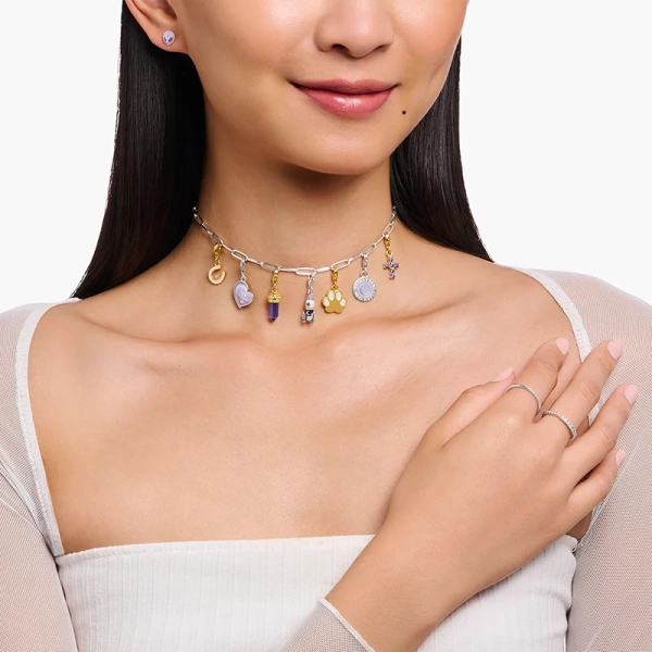 Hexagon Med Imiterad Ametist Guld Berlock - Thomas Sabo - Snabb leverans & paketinslagning - Nordic Spectra