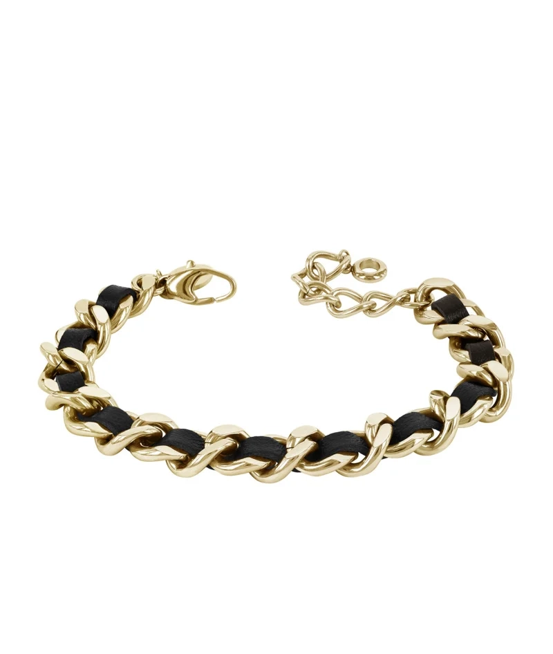 Astrid & Agnes - ADELIA Leather Armband Svart/Guld