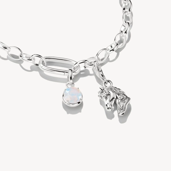 Thomas Sabo CC Connect Månadssten Juni: hjärtformad berlock i svärtat silver med vit opalstil-sten och gravyr "Jun".