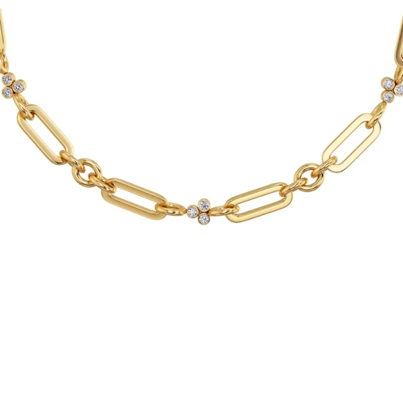 Förgyllt multihalsband från Edblad med varierande länkar och gnistrande cubic zirconia-stenar