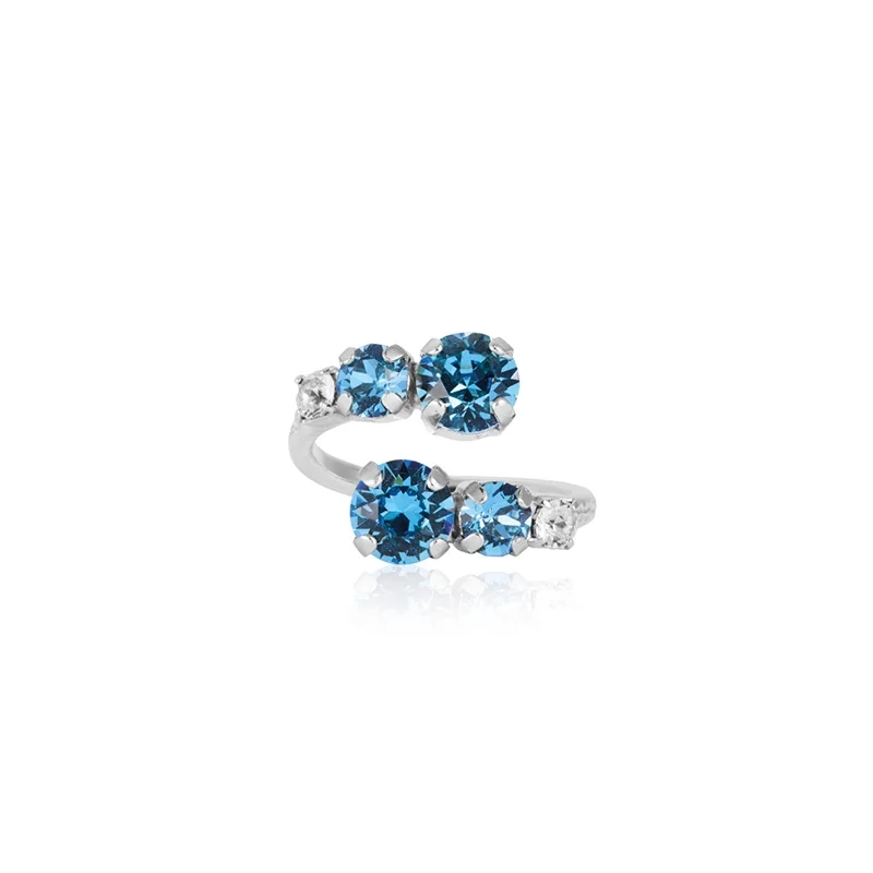 Caroline Svedbom - Halo Ring Rhodium Recreated Iceblue