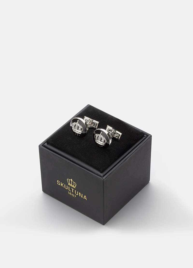 Manschettknappar The Crown Silver Baroque Svart - Skultuna - Snabb frakt & paketinslagning - Nordicspectra.se