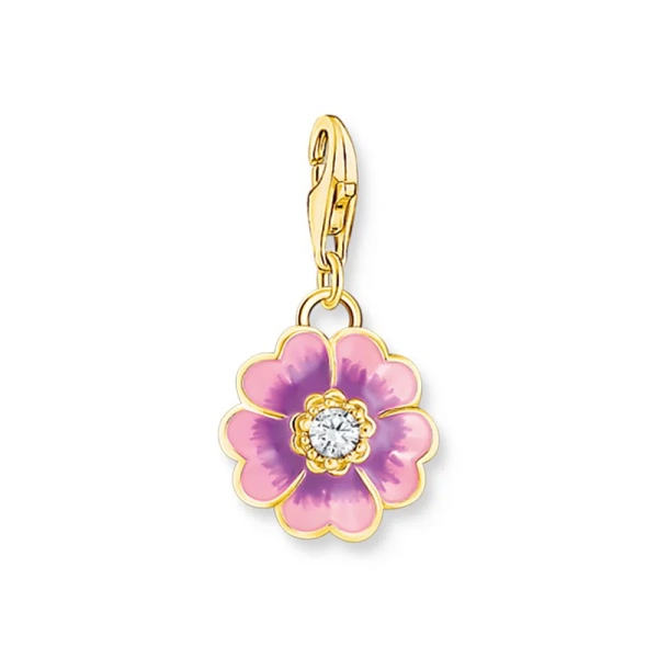 Charm-Anhänger Blume Flower Violett vergoldet - Thomas Sabo - Nordic Spectra