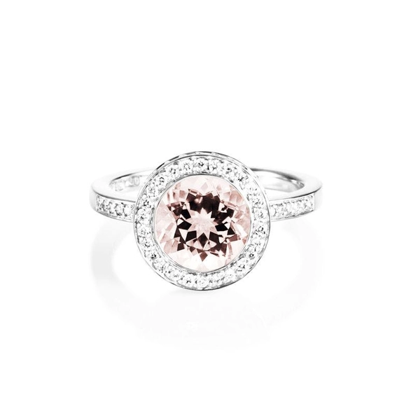 Halo Ring White Gold - Morganite von Efva Attling, Schneller Versand - Nordicspectra.de