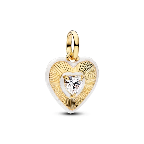Pandora ME Medaillon-Charm „Strahlendes Herz“ in Gold. Ein wunderschönes Symbol der Liebe und Offenheit mit funkelnden