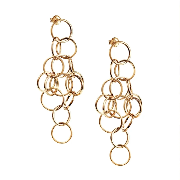 Messy Rings Ohrringe vergoldet in 18 Karat vergoldetem Silber mit verbundenen Ringen