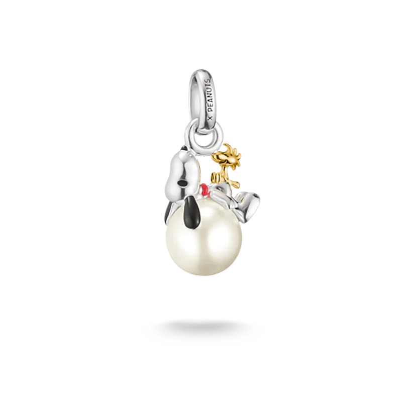 Charm-Anhänger mit Perle Snoopy & Woodstock Santa Edition PEANUTS Connect 18k Vergoldung