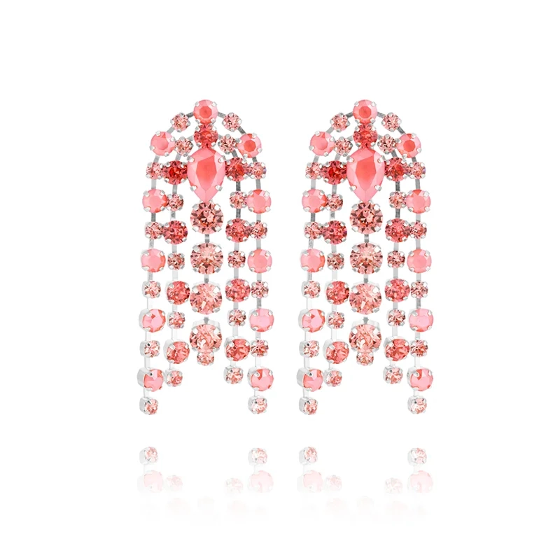 Caroline Svedbom - Cirelle Earrings Rhodium Light Coral Combo