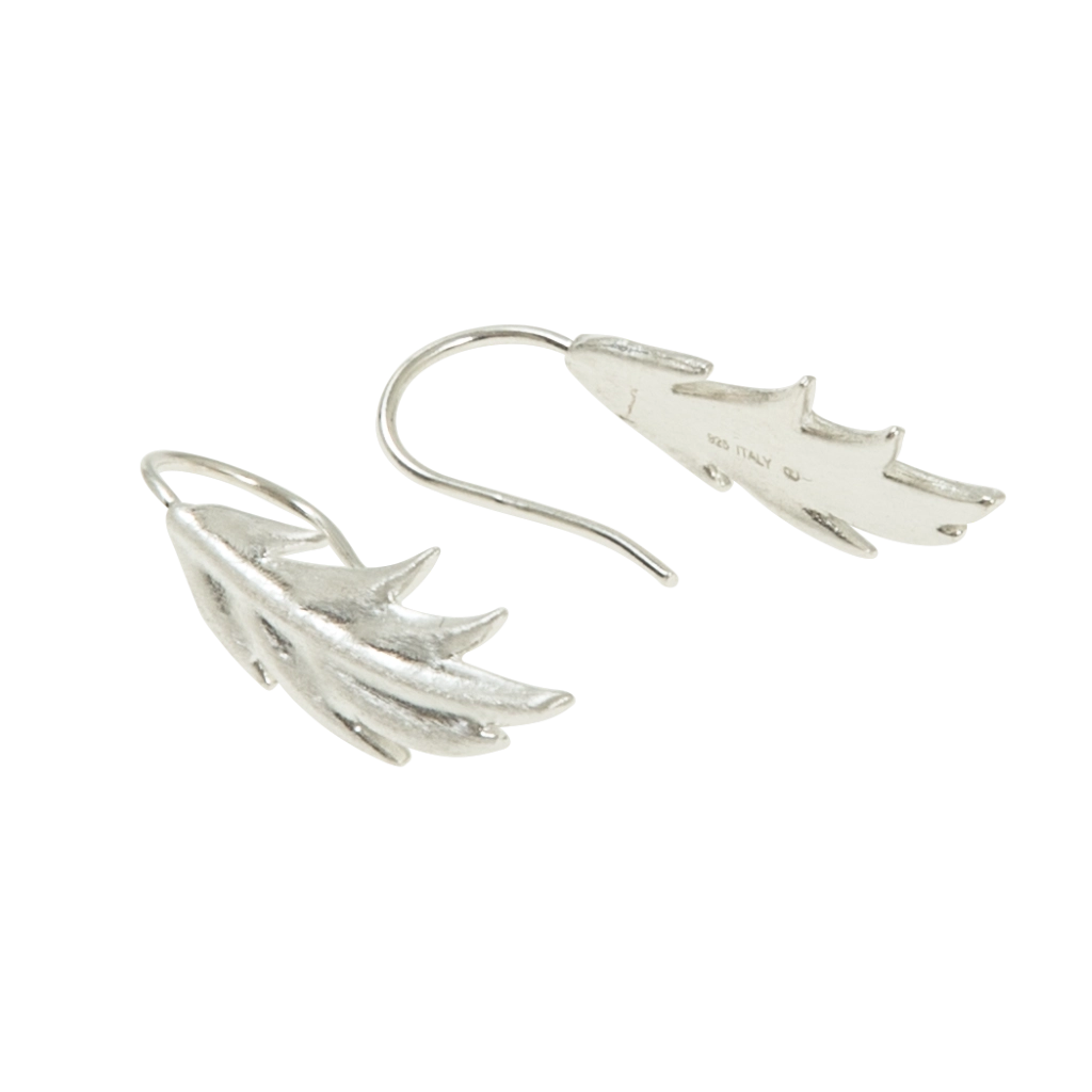 CU Jewellery - Feather/Leaf Short Ear Silver