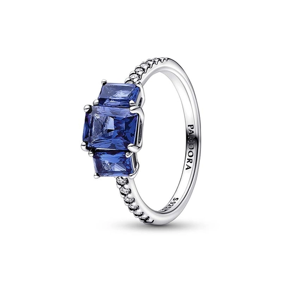 Blue Rectangular Three Stone Sparkling Ring - PANDORA - Snabb frakt & paketinslagning - Nordicspectra.se