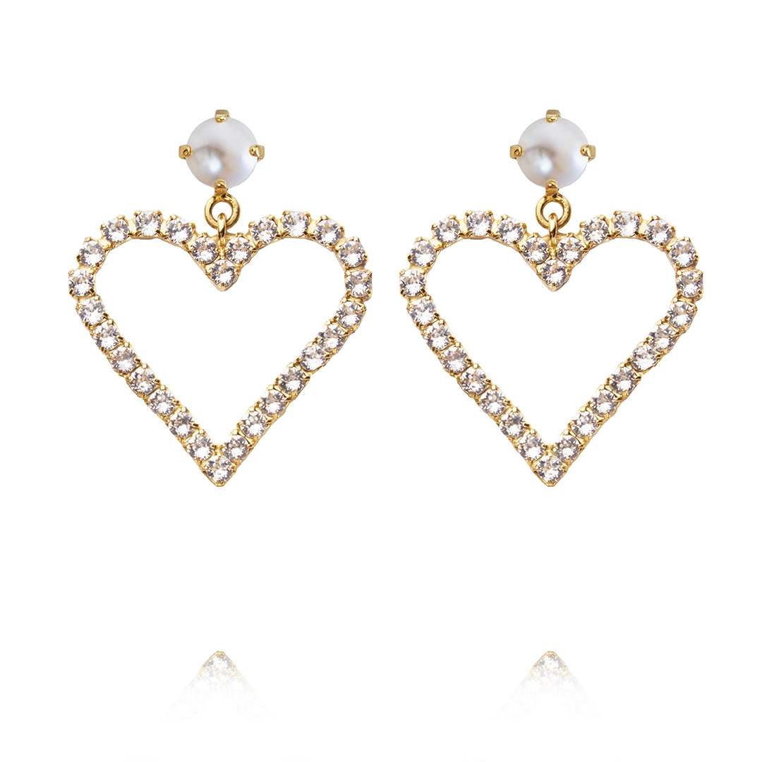 Caroline Svedbom - Heart To Heart Earrings Gold Pearl & Crystal