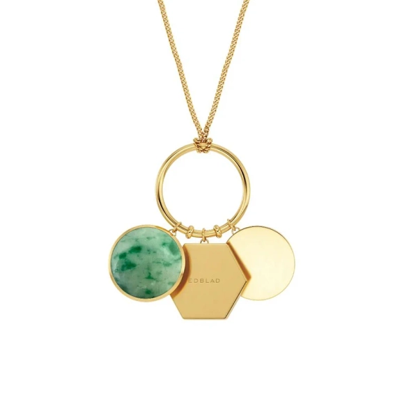 Insignia Necklace i 14K guldpläterat stål med malakitstenar
