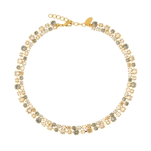 Mini Pomona Necklace i guldpläterad mässing med svarta Swarovski® kristaller