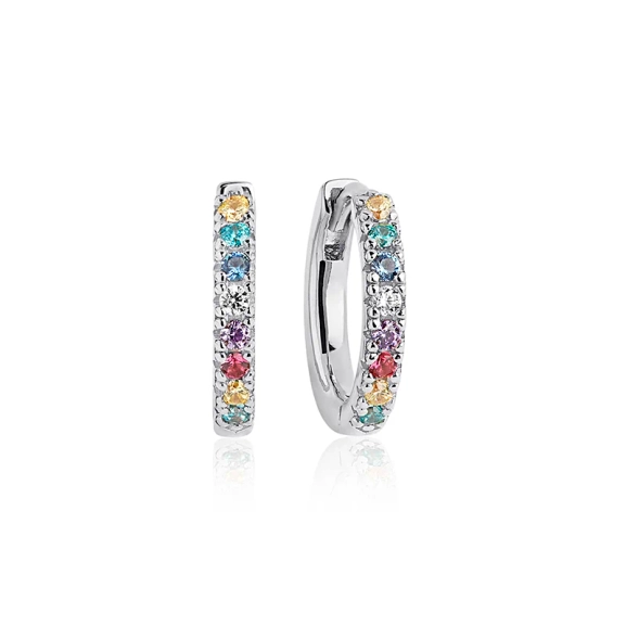 Ellera Medio Örhängen Mix i silver med gnistrande Cubic Zirconia-stenar från Sif Jakobs Ellera-kollektion.