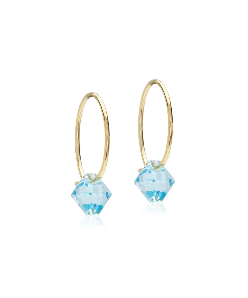 Blomdahl - GT Ear Ring 14 mm Bicone 6 mm Aquamarine
