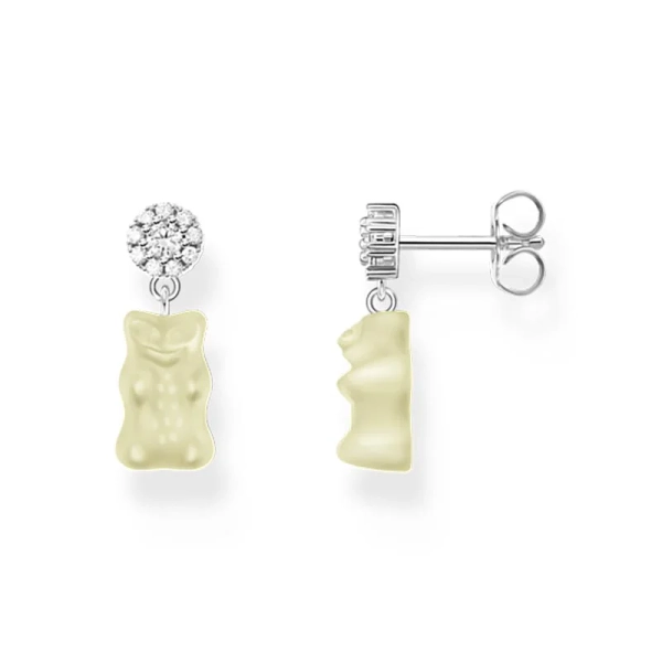 THOMAS SABO x HARIBO Vita Glittrande Stiftörhängen i silver med gummibjörnsberlocker och vita zirkoniastenar