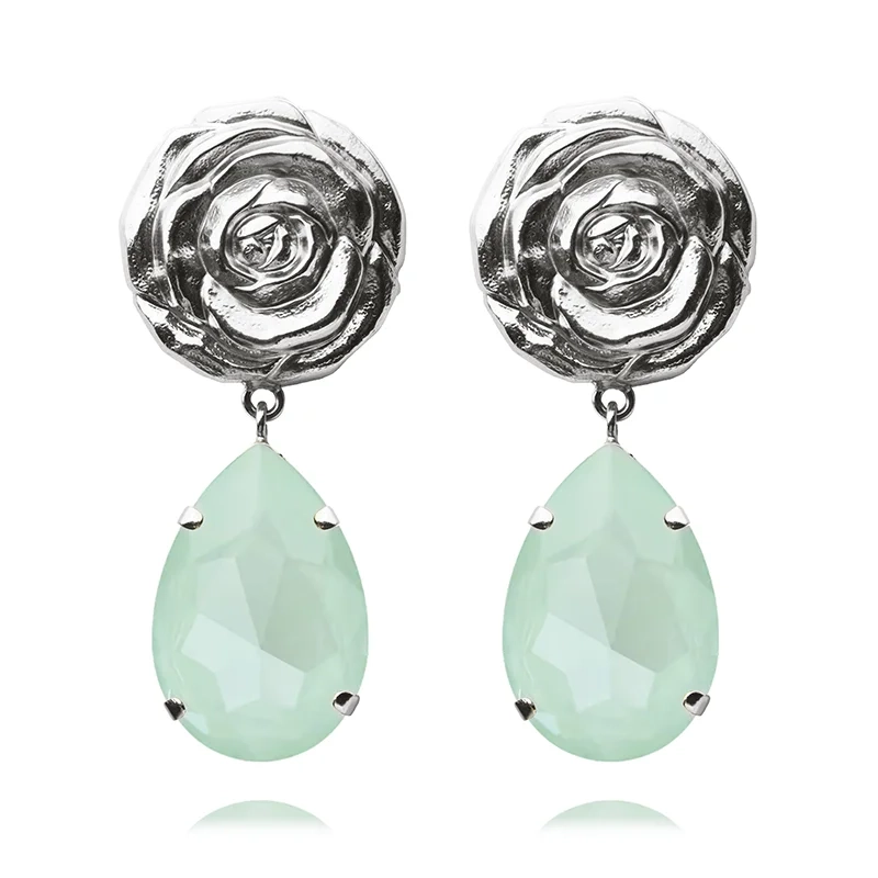 Caroline Svedbom - Rosita Drop Earrings Rhodium Soft Mint