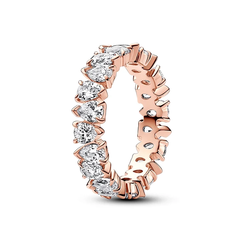 PANDORA - Glittrande Ring med Slingrande Stenar Rosé