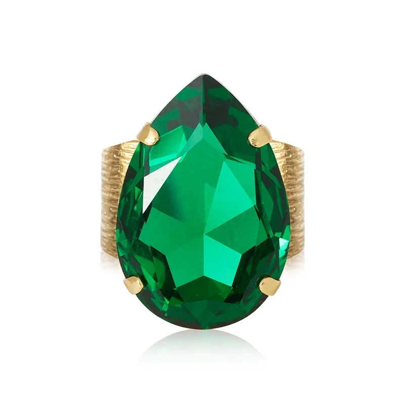 Caroline Svedbom – Perfect Drop Ring Gold Majestic Green
