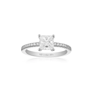 Ellera Quadrato Ring i silver med en glittrande cubic zirconia-sten från Sif Jakobs Ellera-kollektion.