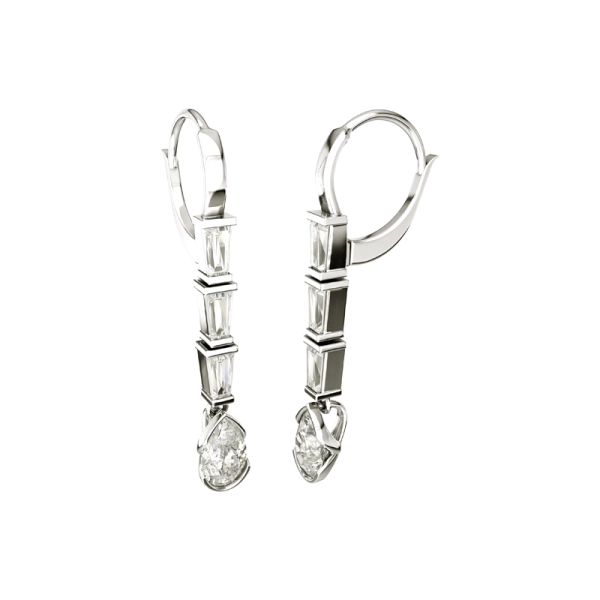 Eloge Pear Cut Diamond Örhängen i 18K vitguld med droppformade och taperade diamanter