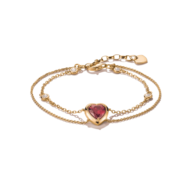 Doppelreihiges Armband mit Granatherz aus Gold - Thomas Sabo - Nordic Spectra