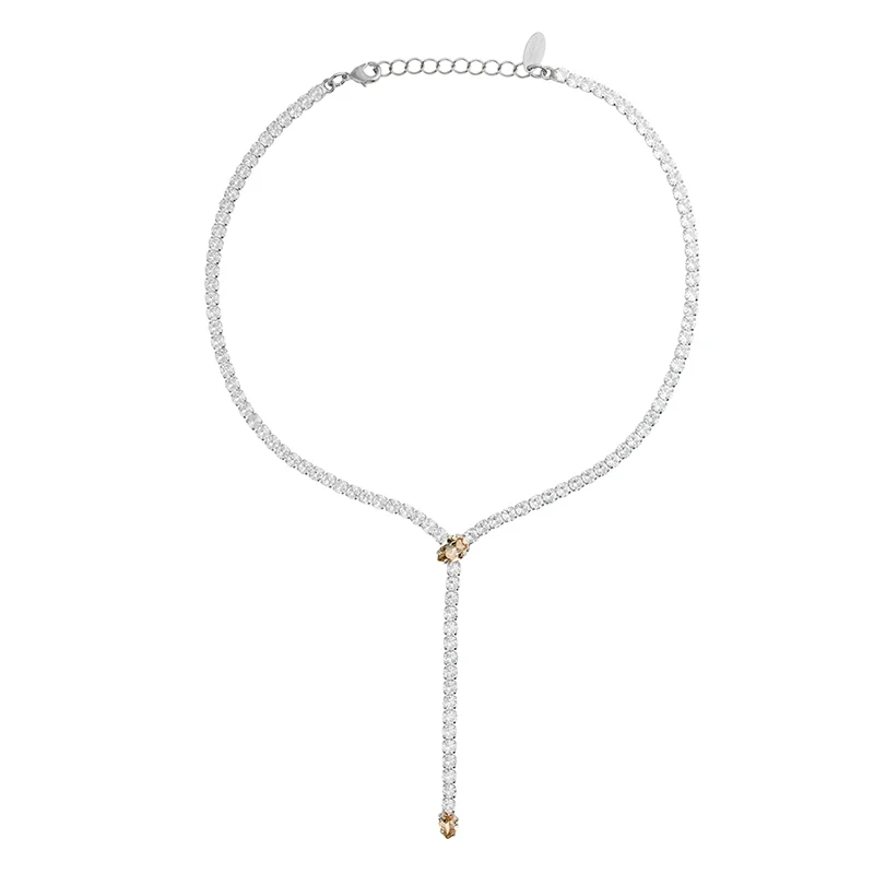 Caroline Svedbom - Together With You Necklace Rhodium Crystal & Silk