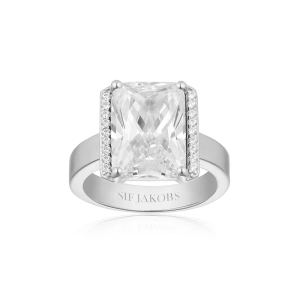 Roccanova Altro Grande Ring i silver med gnistrande cubic zirconia-stenar från Sif Jakobs kollektion Roccanova.