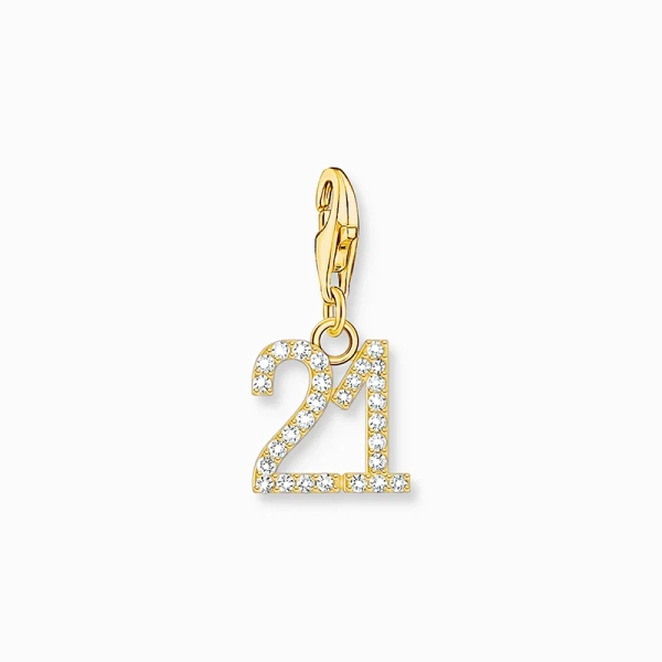 Charm-Anhänger Zahl 21 mit weißen Steinen Gold - Thomas Sabo - Nordic Spectra