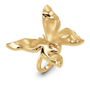 Edblad Butterfly Ring L i 14K guldpläterat stål med en stiliserad fjärilsdesign