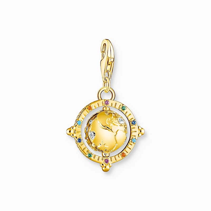 Färgglad Jordglob Guld Berlock
