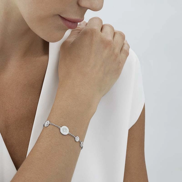 Daisy Mixat Armband Silver Med Vit Emalj - Georg Jensen armband - Snabb frakt & paketinslagning - Nordicspectra.se