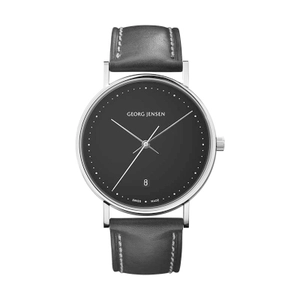 Koppel 38 mm - Kvarts - Svart Urtavla/Svart Läderarmband - Georg Jensen klockor - Snabb frakt & paketinslagning - Nordicspectra.se