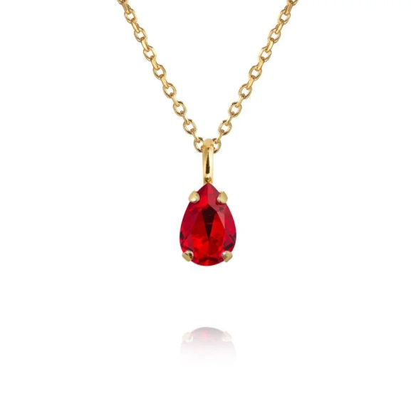 Kullattu kaulakoru punaisella Swarovski-kristallilla