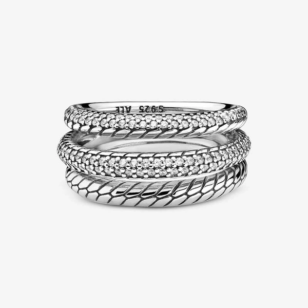 Schlangengliedermuster dreifacher Pavé-Ring von PANDORA, Schneller Versand - Nordicspectra.de