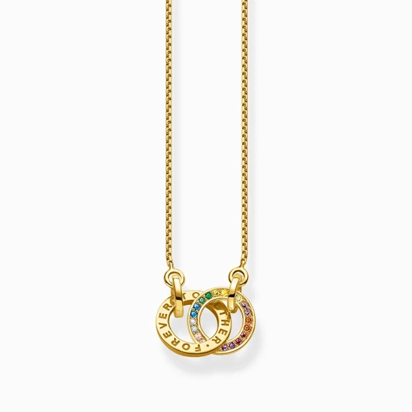 Kette Together mit zwei Ringen bunten Steinen vergoldet - Thomas Sabo - Nordic Spectra