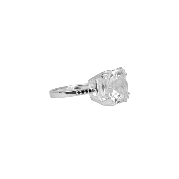 Radiant Silver Ring i silver med cubic zirconia och svarta diamanter