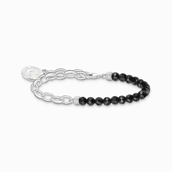 Member Charm-Armband mit schwarzen Obsidian-Beads und Charmista Coin Silber - Thomas Sabo - Nordic Spectra