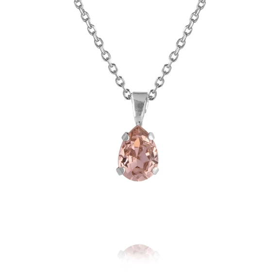 Halsband i rodium med vintage-rosa kristall