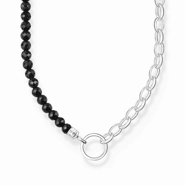 Charm-Kette mit schwarzen Onyx-Beads und Kettengliedern Silber von Thomas Sabo, Schneller Versand - Nordicspectra.de