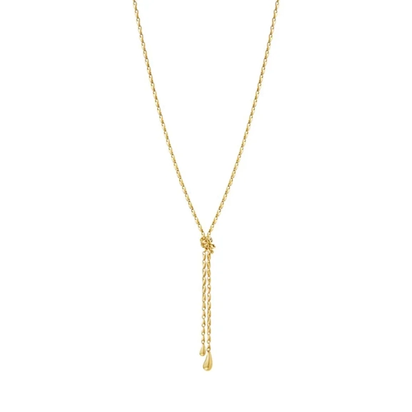 Reflect Lariat Halskette aus 18-karätigem Gold mit dünnen Ketten und sanft geformten Enden