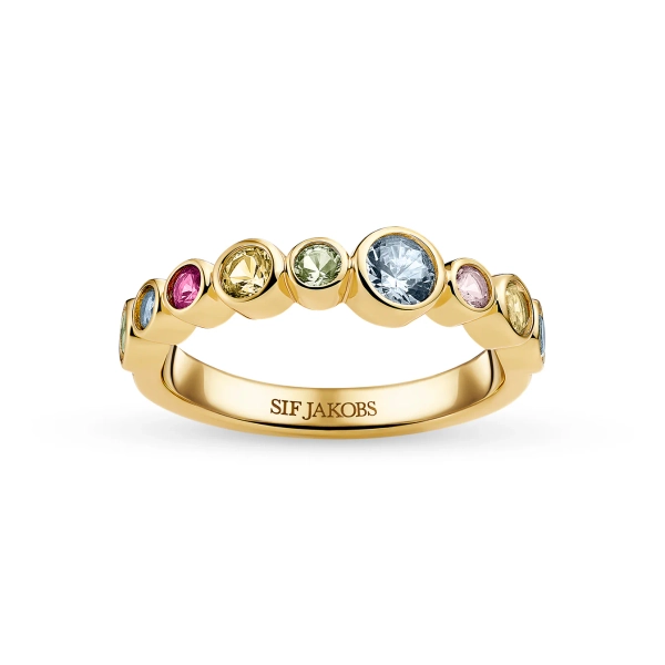 Sardinia Ring Mix Gold aus 18-karätig vergoldetem Silber mit mehrfarbigen Zirkonia-Steinen in verschiedenen Größen