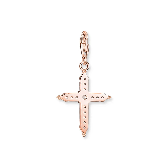 Charm Pendant Cross With White Stones Rose Gold - Thomas Sabo - Suuri valikoima & ilmainen lahjapaketointi - Nordicspectra.fi