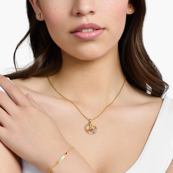 Halsband med Fredstecken och Färgglada Stenar Guld - Thomas Sabo - Snabb leverans & paketinslagning - Nordic Spectra